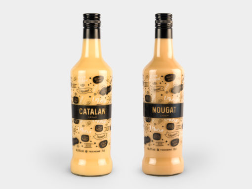 Diseño botellas Crema catalana y Crema turrón