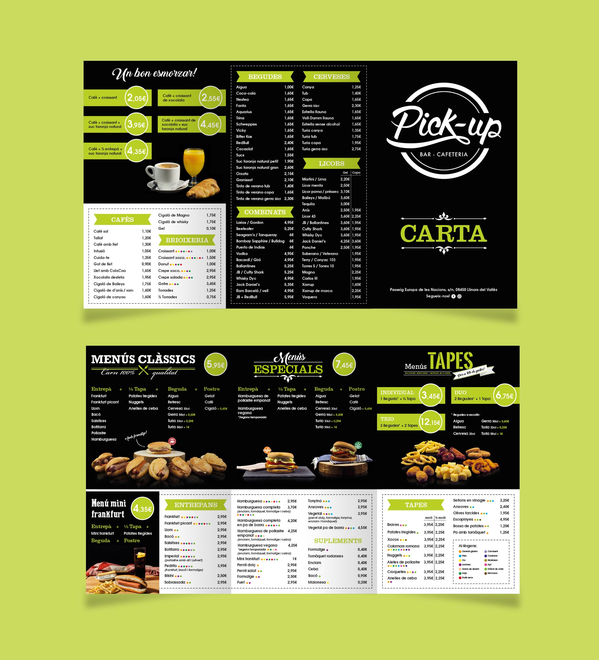 Diseño carta Pick-up - Alba Pizarro | Diseño gráfico y web